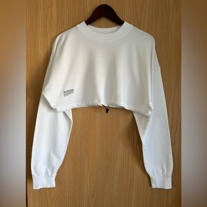 Talentless Cropped Sweatshirt Mock Crewneck White Size Medium | Exterior Logo